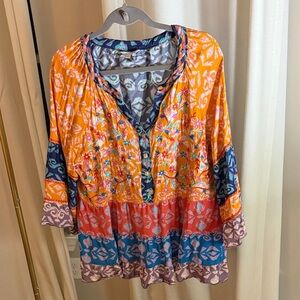 John Mark Vibrant Multicolor Tunic Top
